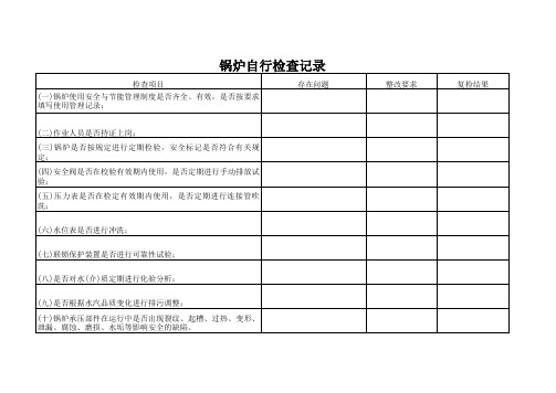 锅炉自行检查记录