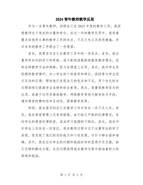 2024青年教师教学反思