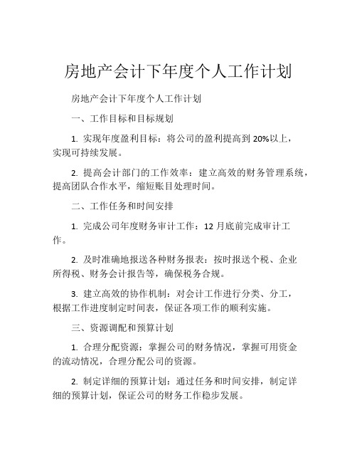 房地产会计下年度个人工作计划