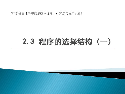 程序的选择结构