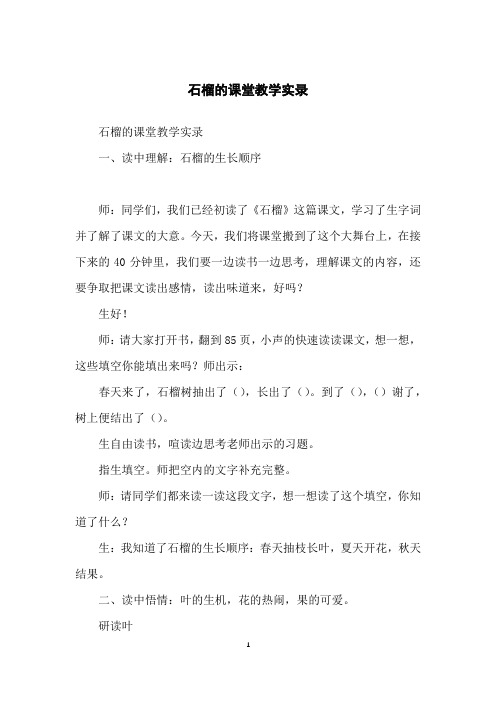 石榴的课堂教学实录