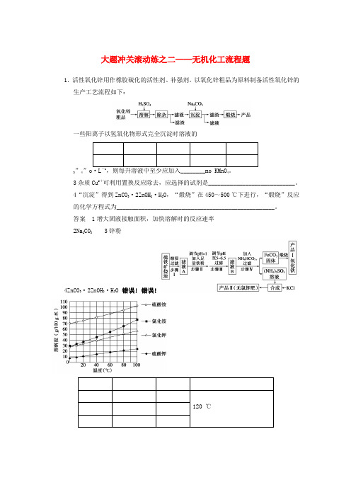 2022届高三化学一轮总复习 第三章 大题冲关滚动练二 无机化工流程题 新人教版