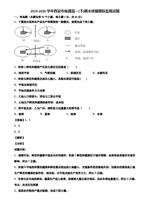 2019-2020学年西安市地理高一(下)期末质量跟踪监视试题含解析