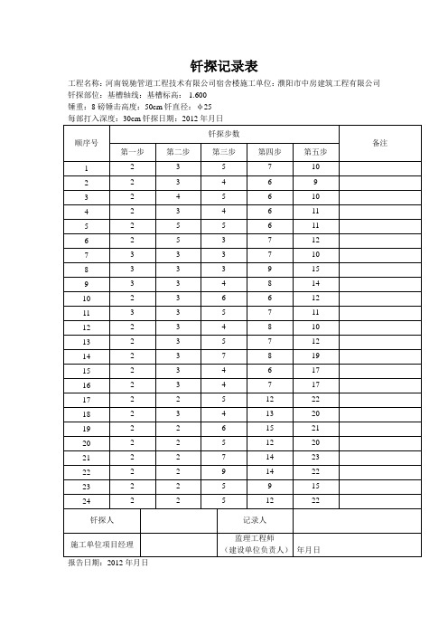 钎探记录表