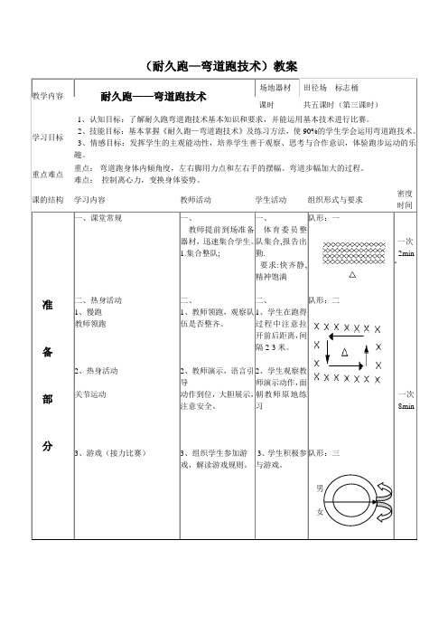 耐久跑—弯道跑技术教案-高一上学期体育与健康人教版