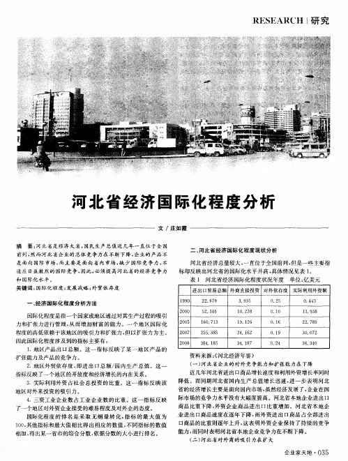 河北省经济国际化程度分析