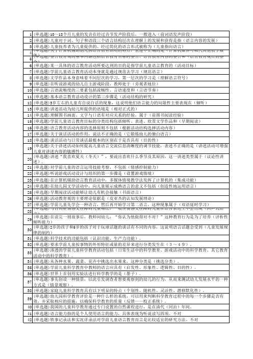 电大职业技能实训--学前儿童语言教育参考答案