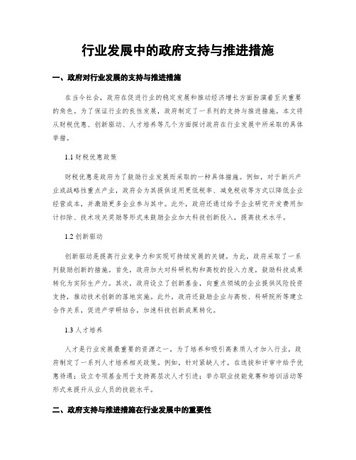 行业发展中的政府支持与推进措施