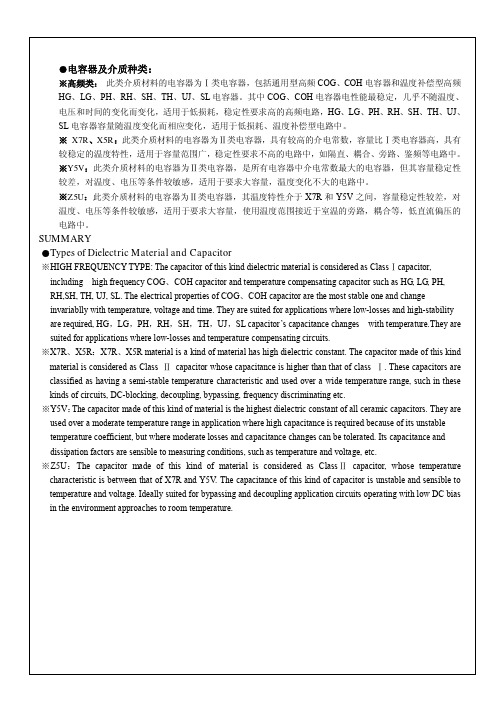 贴片电容器介质种类