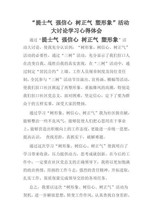 “提士气 强信心 树正气 塑形象”活动大讨论学习心得体会
