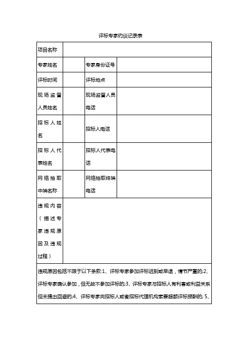 评标专家约谈记录表