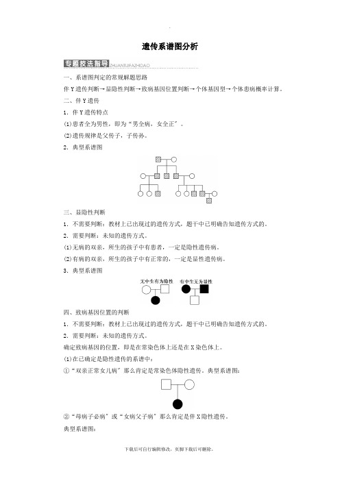 2021年高中生物第二章染色体与遗传小专题大智慧遗传系谱图分析教学案浙科版必修2