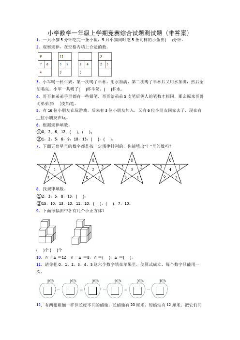 小学数学一年级上学期竞赛综合试题测试题(带答案)