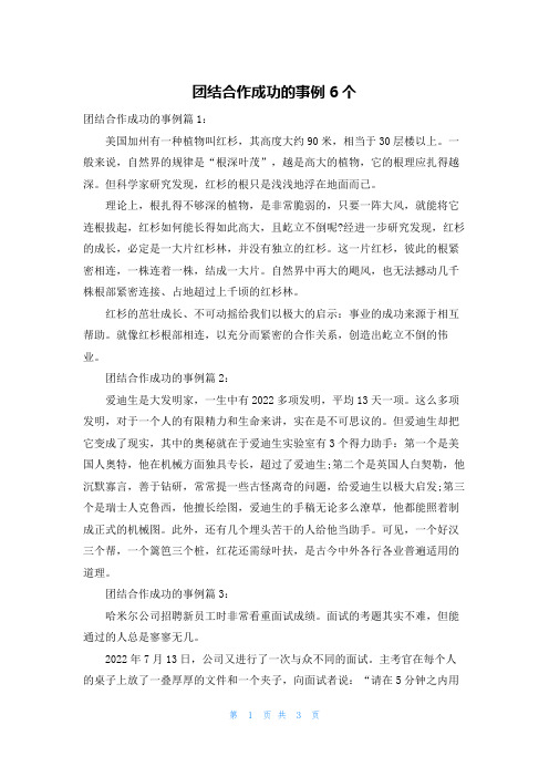 团结合作成功的事例6个