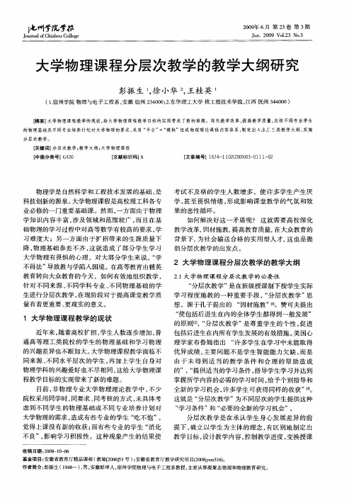 大学物理课程分层次教学的教学大纲研究