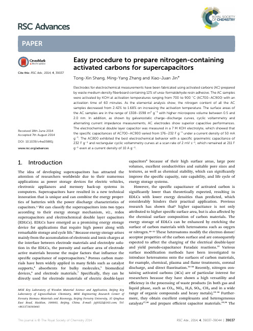 Easy procedure to prepare nitrogen-containing activated carbons for supercapacitors