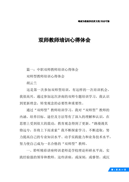 双师教师培训心得体会