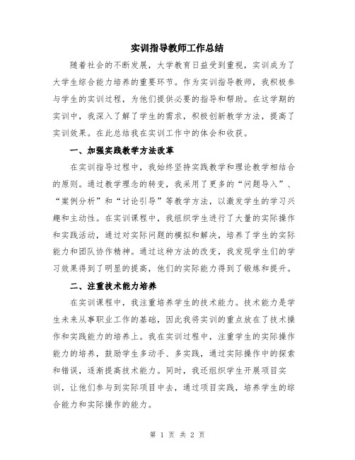 实训指导教师工作总结