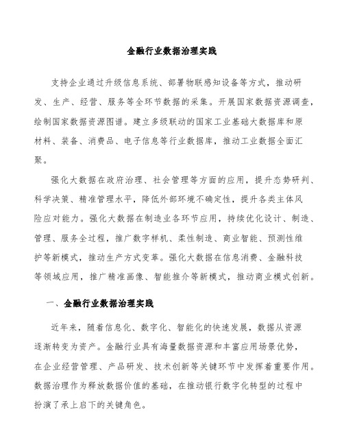 金融行业数据治理实践分析