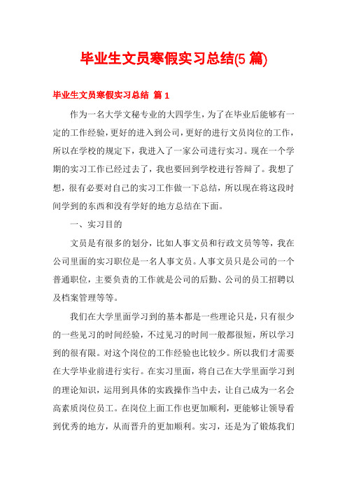 毕业生文员寒假实习总结(5篇)