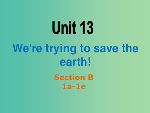 九年级英语全册 Unit 13 We’re trying to save the earth Sec