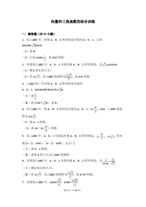 2019高三复习强化训练向量及其应用-解三角形-综合