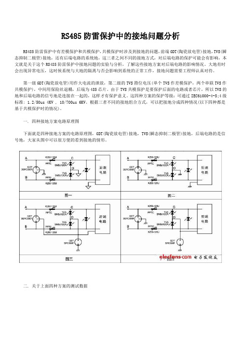 RS485防雷保护中的接地问题分析