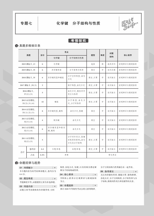 (山东专用)2020届高考化学一轮复习专题七化学键分子结构与性质教师用书(PDF,含解析)