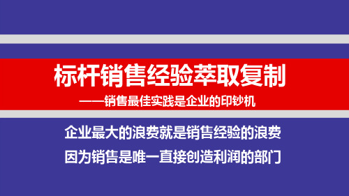 标杆销售经验萃取复制：销售组织经验萃取