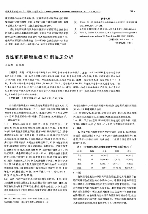 良性前列腺增生症82例临床分析