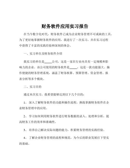 财务软件应用实习报告