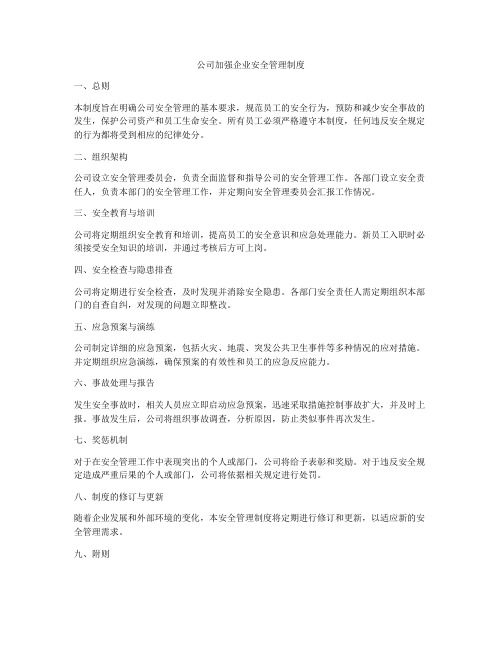 公司加强企业安全管理制度