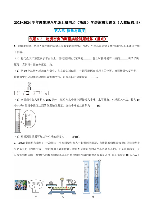 专题6-6  物质密度的测量实验问题精炼(重点)(原卷版) 