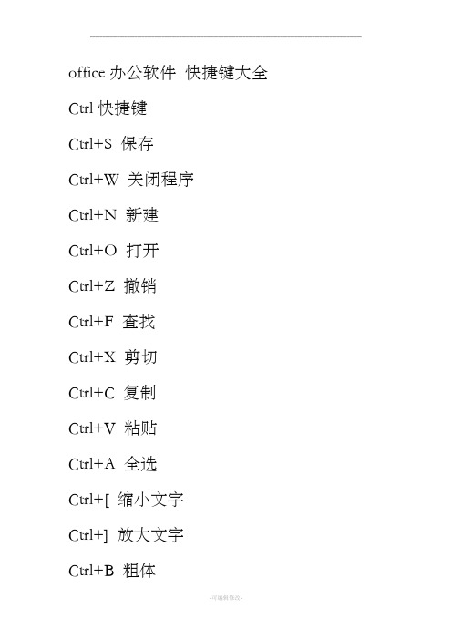 office办公软件 快捷键大全