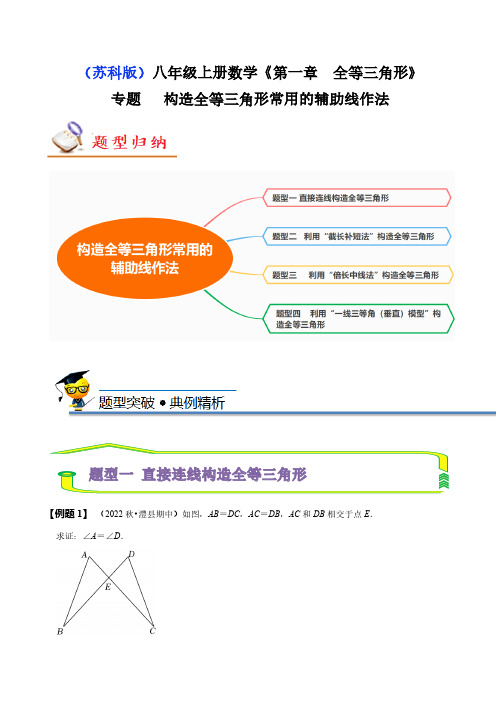 专题 构造全等三角形常用的辅助线作法(原卷版)