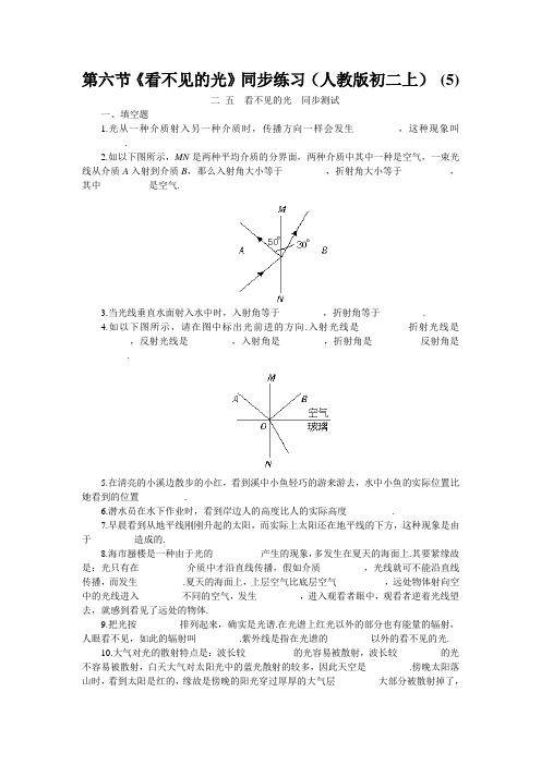 第六节《看不见的光》同步练习(人教版初二上) (5)