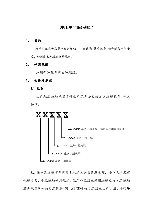 冲压生产编码规定