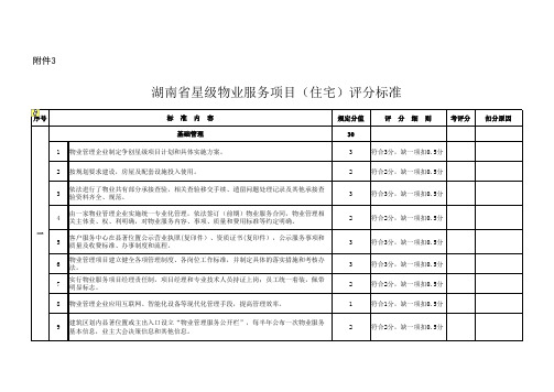 住宅星级评分标准