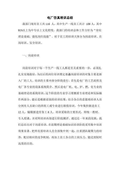 2020年电厂仿真培训总结