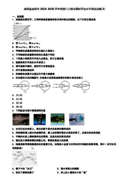 湖南省益阳市2019-2020学年物理八上期末模拟学业水平测试试题(3)