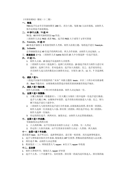 《中国有嘻哈》赛制