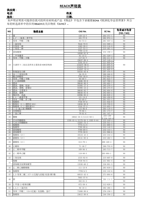 SVHC183 声明表中英文版