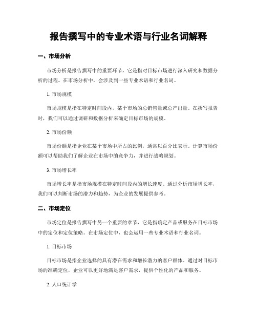 报告撰写中的专业术语与行业名词解释