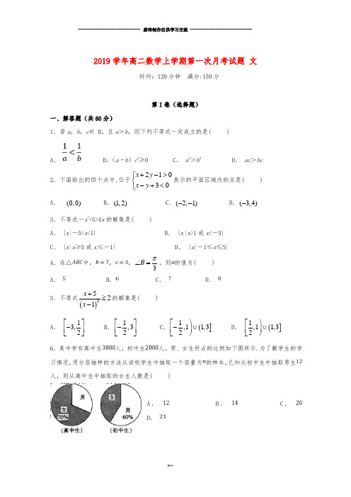 高二数学上学期第一次月考试题 文新人教版新版.doc