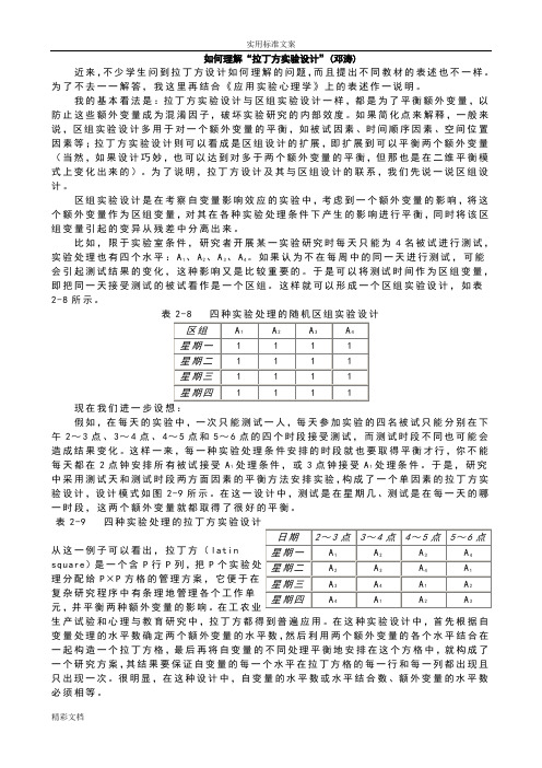 如何能理解拉丁方实验设计