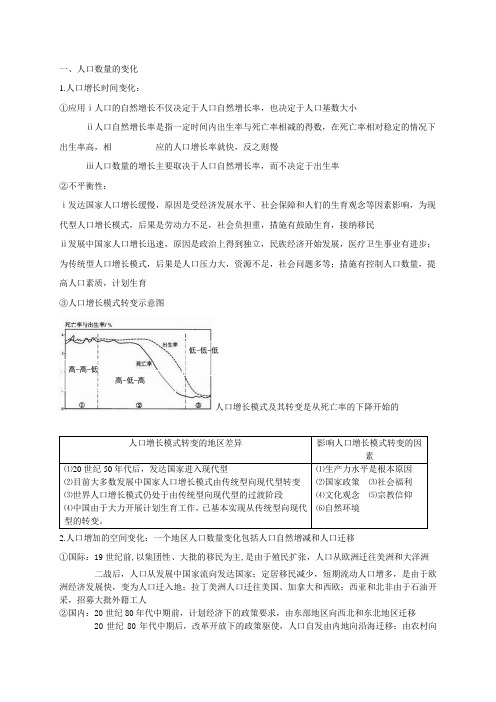 人口数量的变化