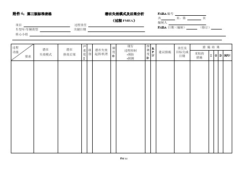 FMEA第三版标准表格