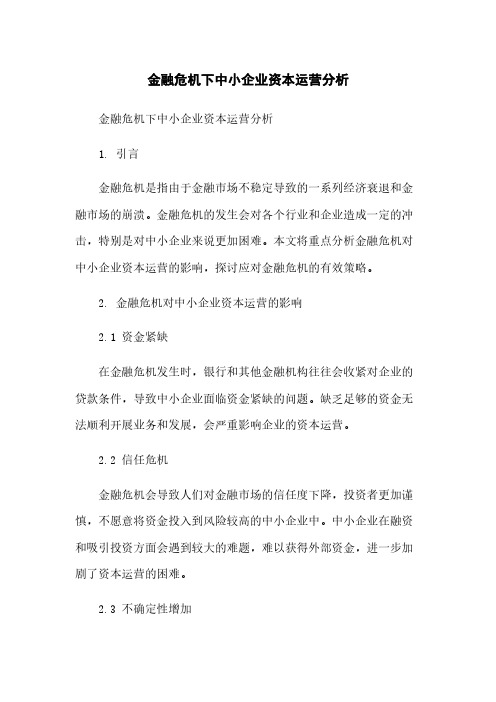 金融危机下中小企业资本运营分析