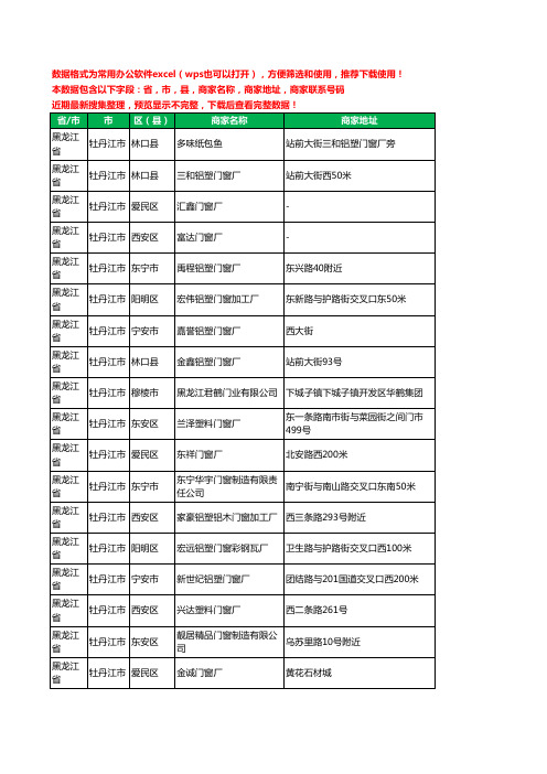 2020新版黑龙江省牡丹江市门窗有限公司工商企业公司商家名录名单黄页联系电话号码地址大全70家