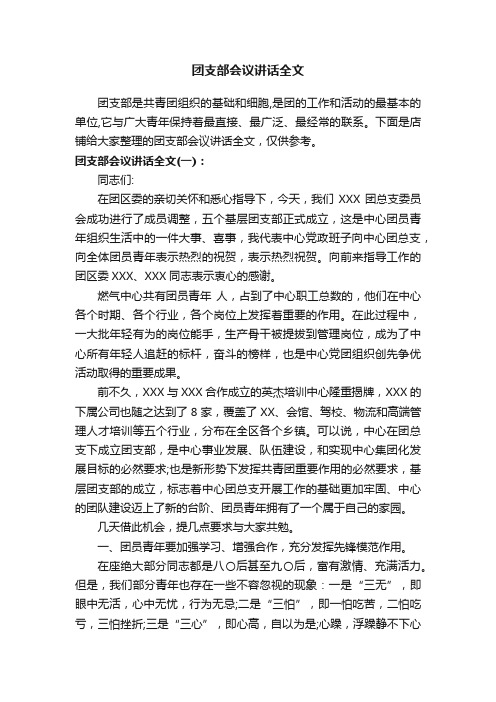 团支部会议讲话全文